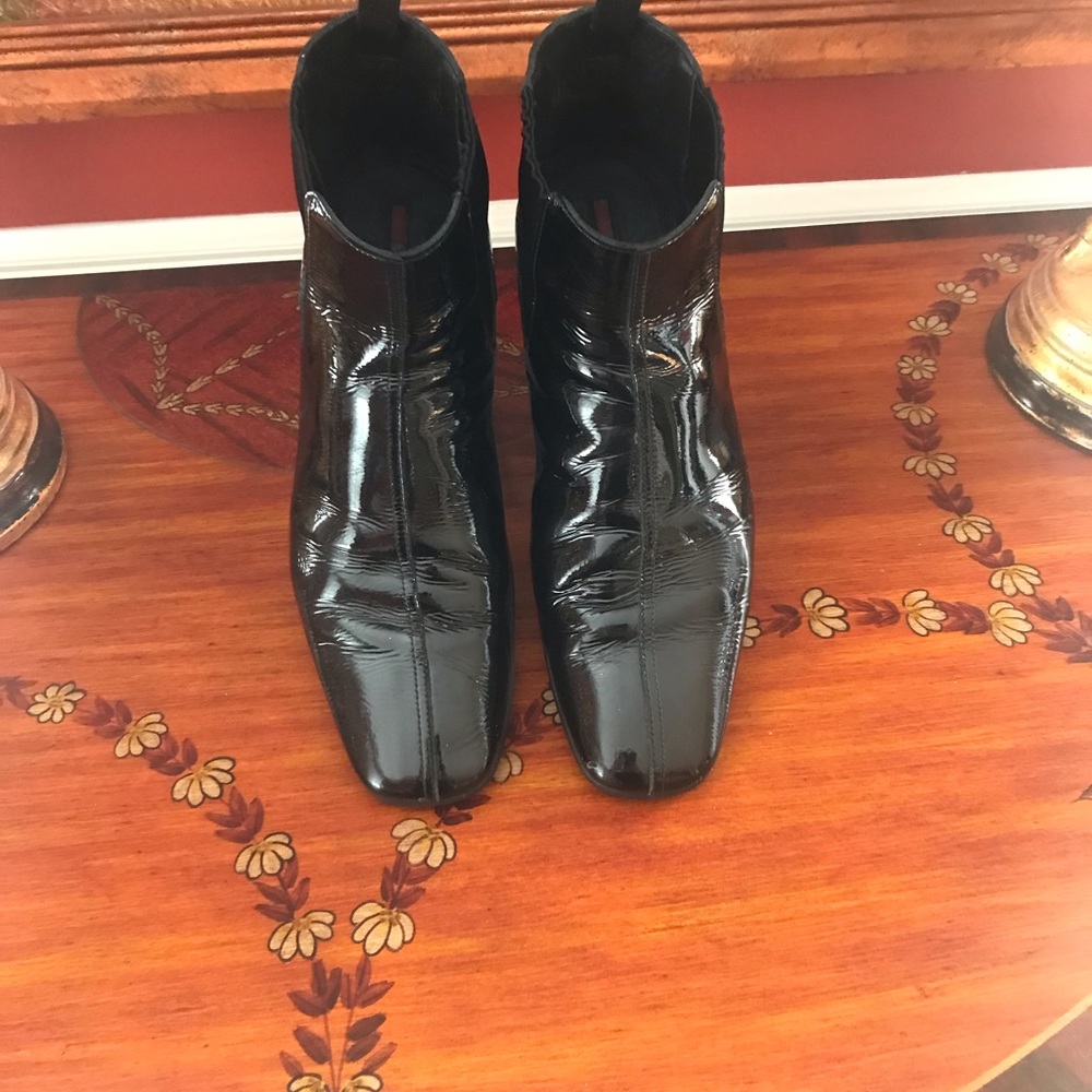 Prada Men’s Vintage Ankle Boots Size 8 Black Patent Leather